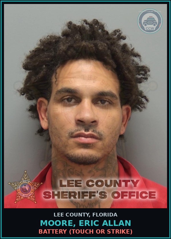 Booking mugshot of MOORE, ERIC ALLAN in Lee County