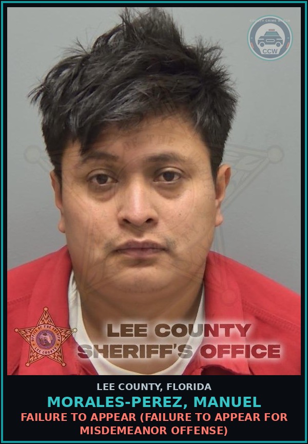 Booking mugshot of MORALES-PEREZ, MANUEL in Lee County