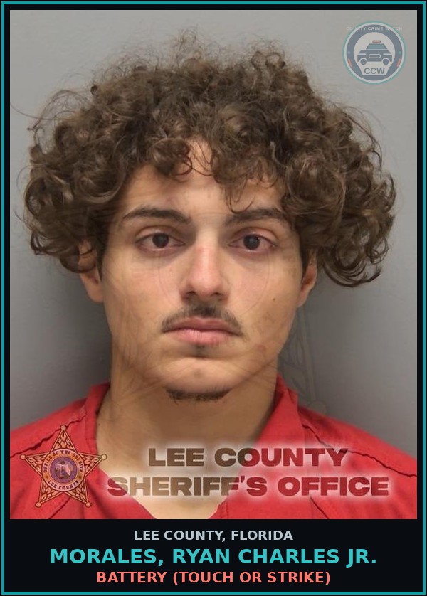 Booking mugshot of MORALES, RYAN CHARLES JR. in Lee County