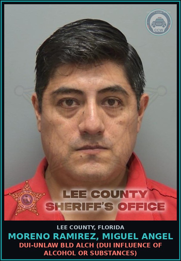 Booking mugshot of MORENO RAMIREZ, MIGUEL ANGEL in Lee County