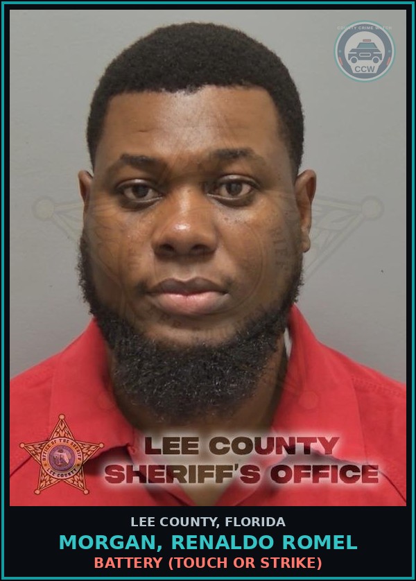 Booking mugshot of MORGAN, RENALDO ROMEL in Lee County