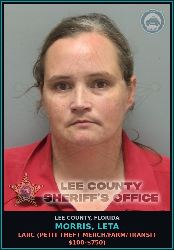 Booking mugshot of MORRIS, LETA in Lee County