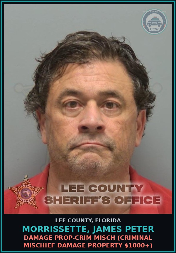 Booking mugshot of MORRISSETTE, JAMES PETER in Lee County