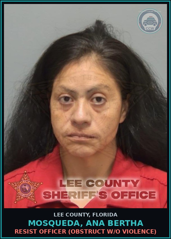 Booking mugshot of MOSQUEDA, ANA BERTHA in Lee County