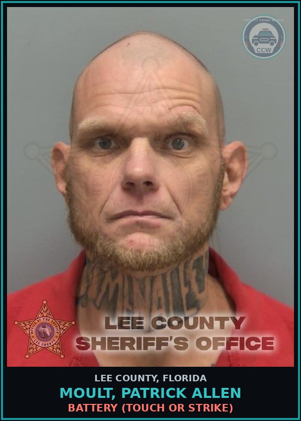 Booking mugshot of MOULT, PATRICK ALLEN in Lee County