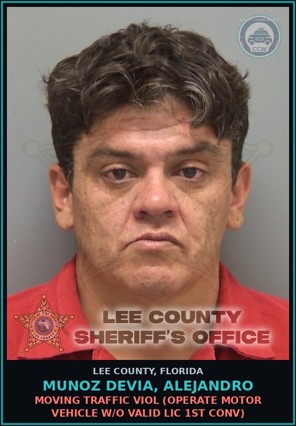 Booking mugshot of MUNOZ DEVIA, ALEJANDRO in Lee County