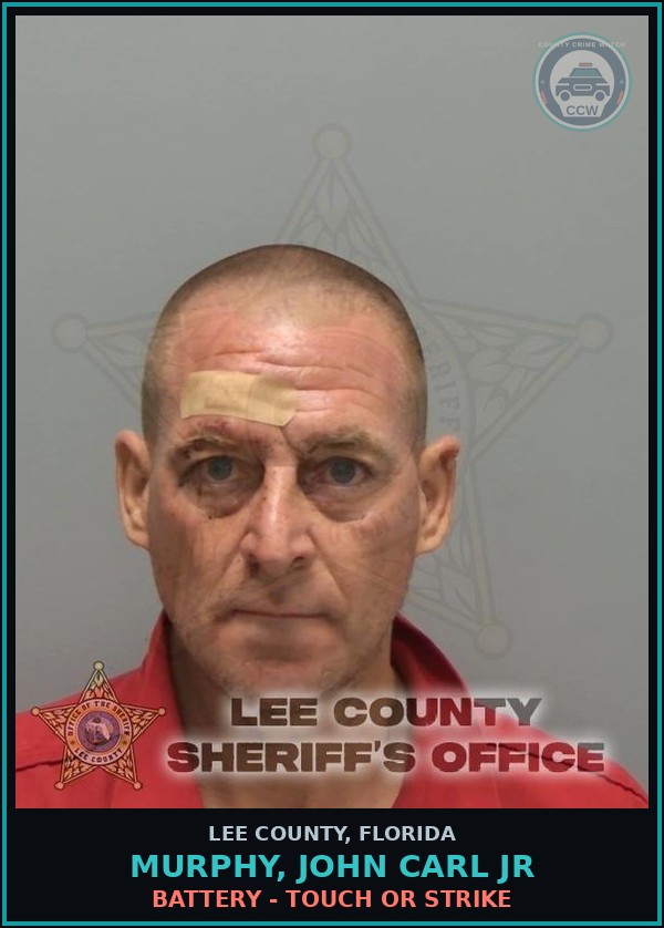 Booking mugshot of MURPHY, JOHN CARL JR in Lee County