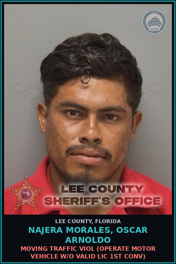 Booking mugshot of NAJERA MORALES, OSCAR ARNOLDO in Lee County
