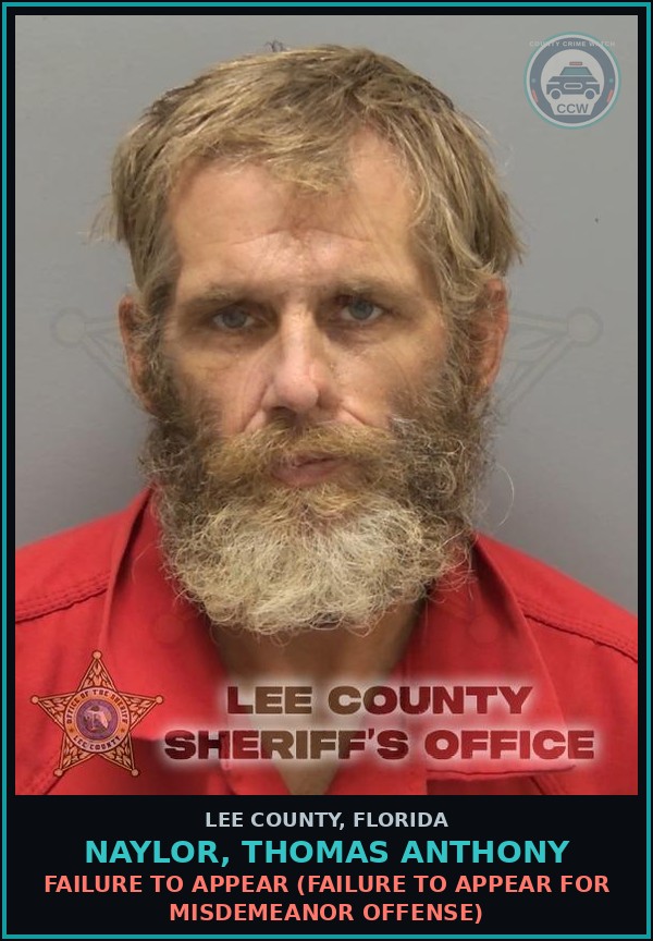 Booking mugshot of NAYLOR, THOMAS ANTHONY in Lee County