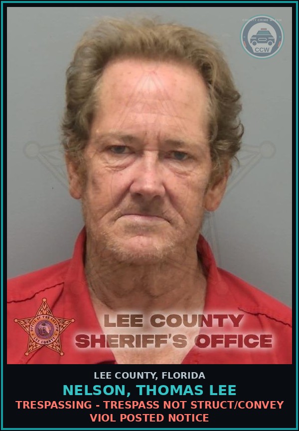 Booking mugshot of NELSON, THOMAS LEE in Lee County