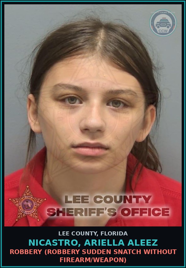 Booking mugshot of NICASTRO, ARIELLA ALEEZ in Lee County