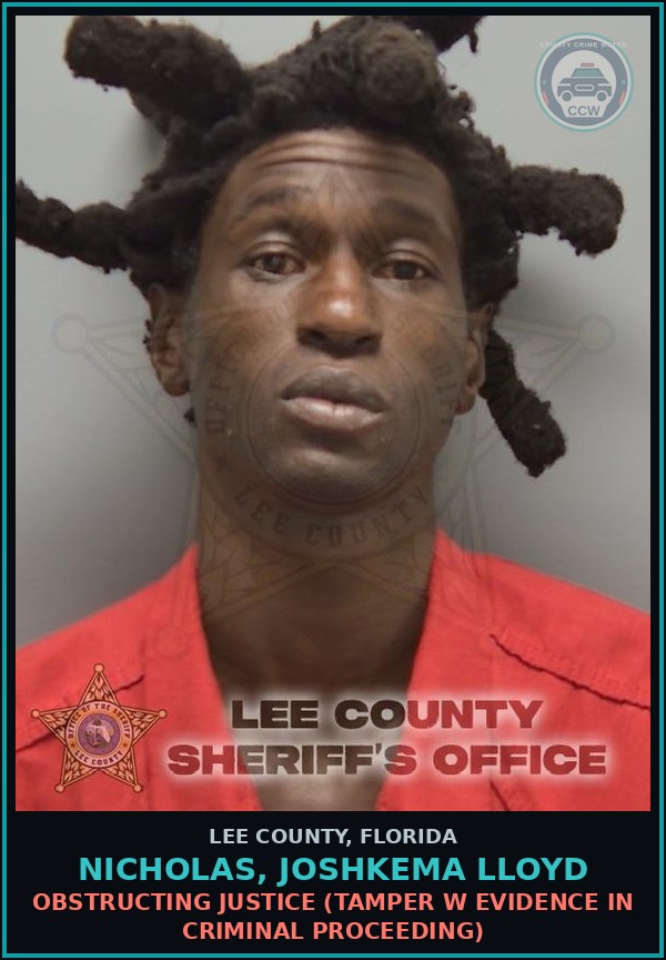 Booking mugshot of NICHOLAS, JOSHKEMA LLOYD in Lee County