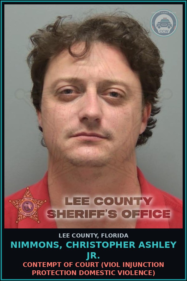 Booking mugshot of NIMMONS, CHRISTOPHER ASHLEY JR. in Lee County