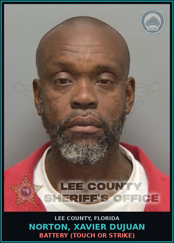 Booking mugshot of NORTON, XAVIER DUJUAN in Lee County