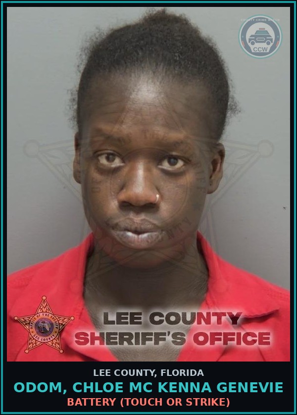 Booking mugshot of ODOM, CHLOE MC KENNA GENEVIE in Lee County