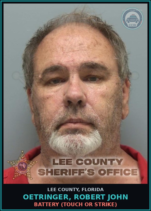 Booking mugshot of OETRINGER, ROBERT JOHN in Lee County