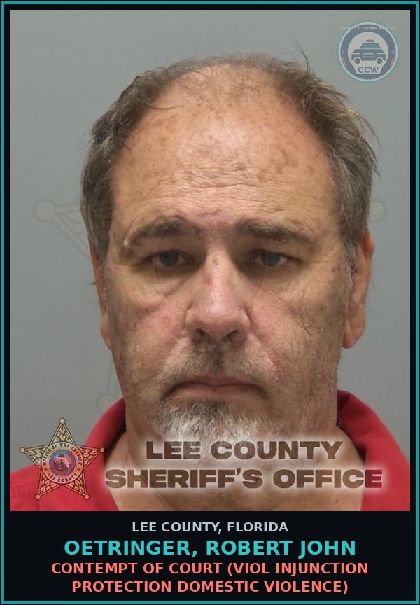 Booking mugshot of OETRINGER, ROBERT JOHN in Lee County