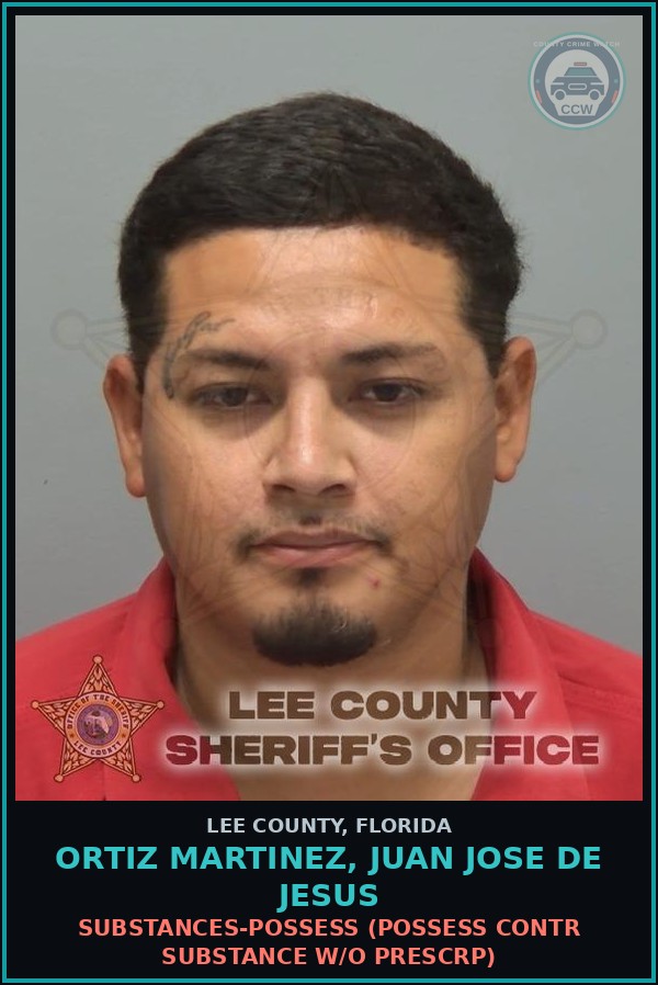 Booking mugshot of ORTIZ MARTINEZ, JUAN JOSE DE JESUS in Lee County