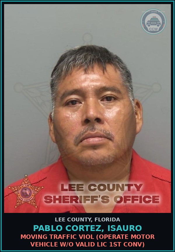 Booking mugshot of PABLO CORTEZ, ISAURO in Lee County