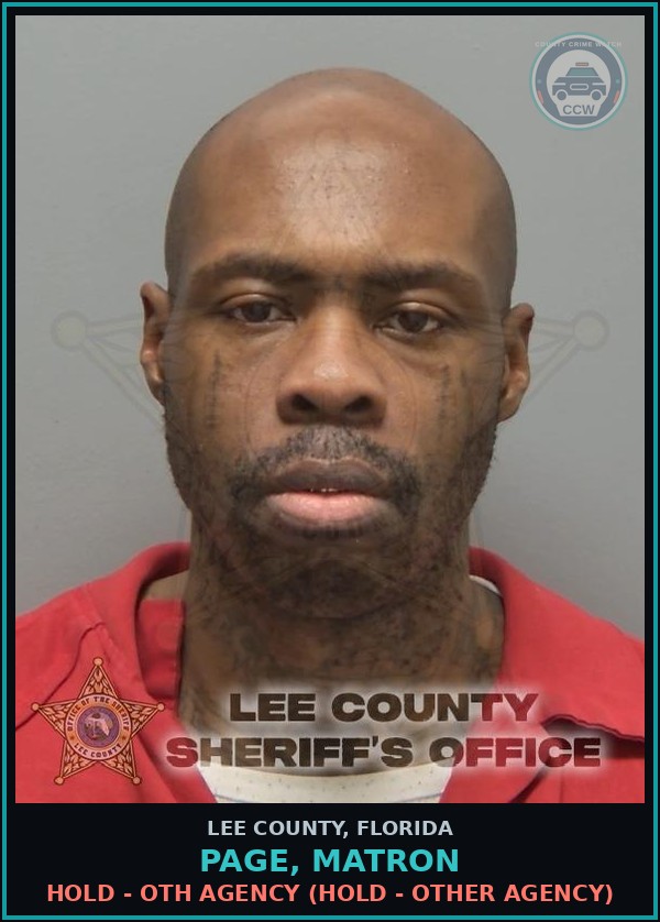 Booking mugshot of PAGE, MATRON in Lee County