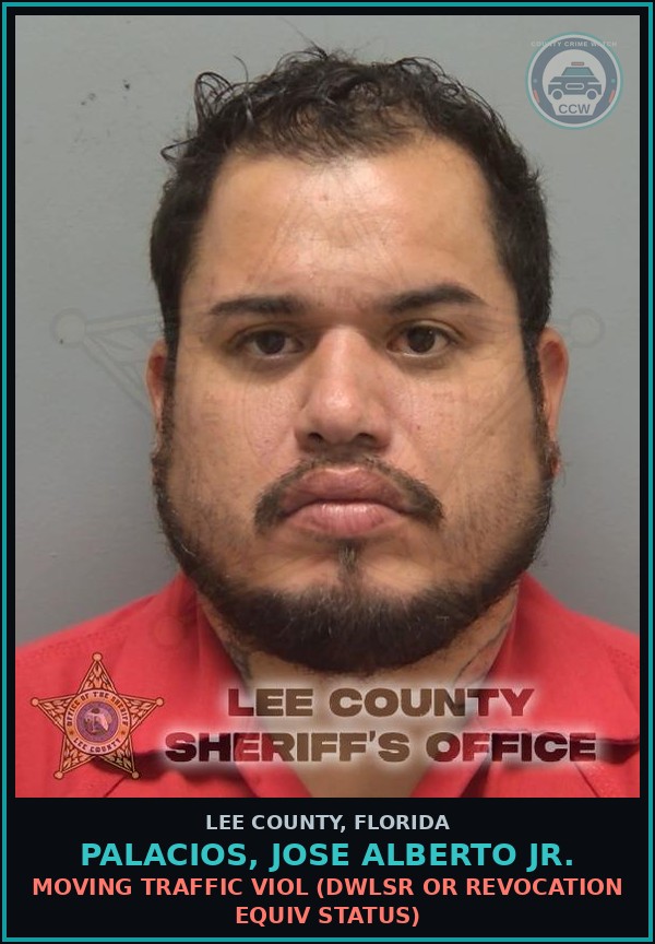 Booking mugshot of PALACIOS, JOSE ALBERTO JR. in Lee County