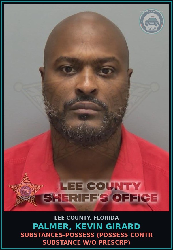 Booking mugshot of PALMER, KEVIN GIRARD in Lee County