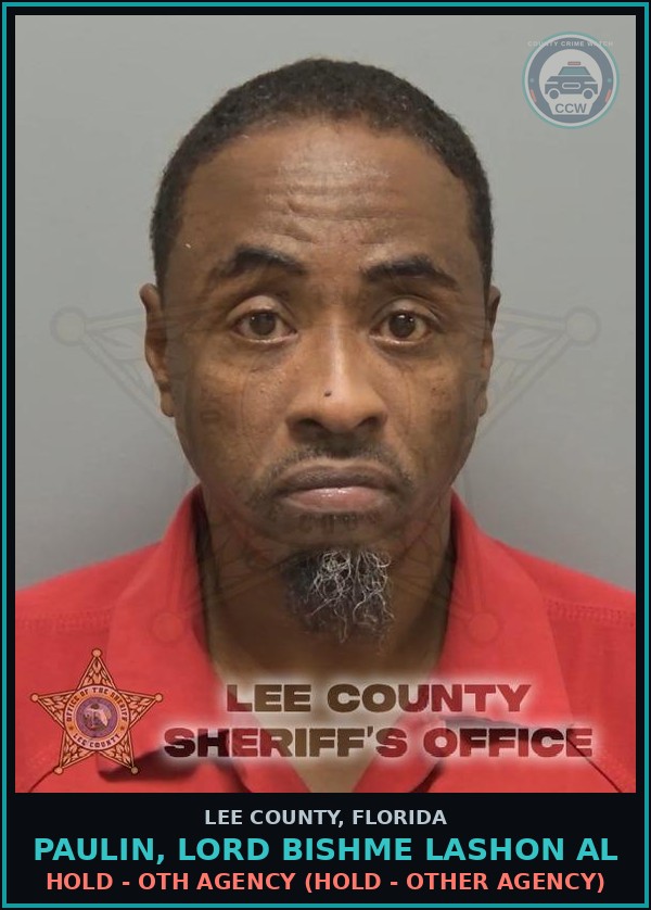 Booking mugshot of PAULIN, LORD BISHME LASHON AL in Lee County