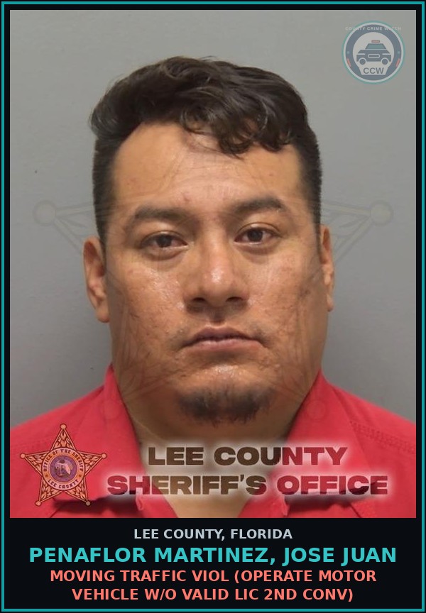 Booking mugshot of PENAFLOR MARTINEZ, JOSE JUAN in Lee County