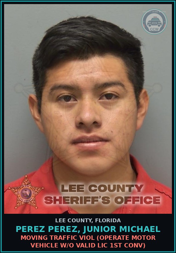 Booking mugshot of PEREZ PEREZ, JUNIOR MICHAEL in Lee County
