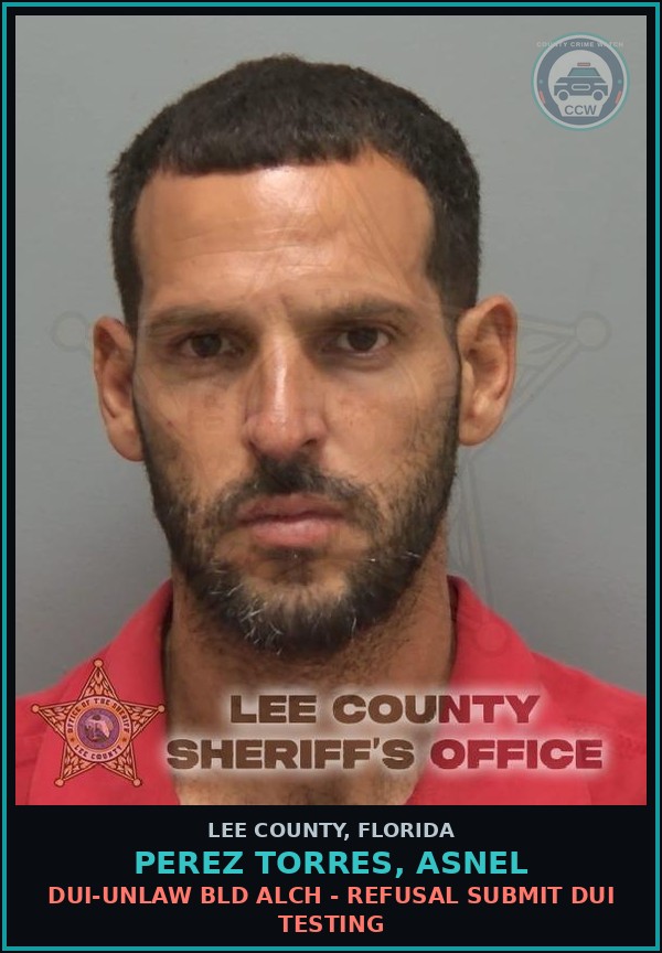 Booking mugshot of PEREZ TORRES, ASNEL in Lee County