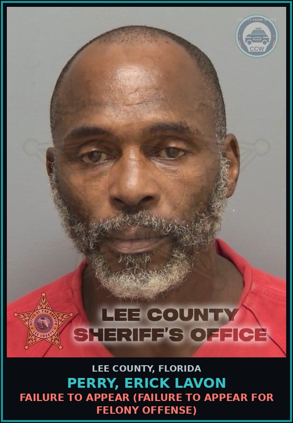 Booking mugshot of PERRY, ERICK LAVON in Lee County