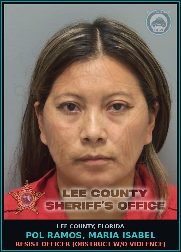Booking mugshot of POL RAMOS, MARIA ISABEL in Lee County