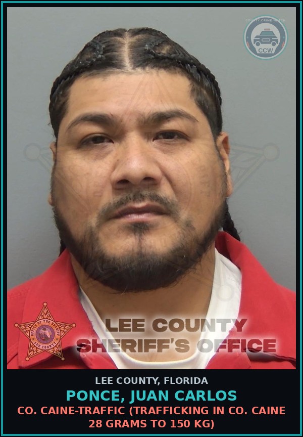 Booking mugshot of PONCE, JUAN CARLOS in Lee County