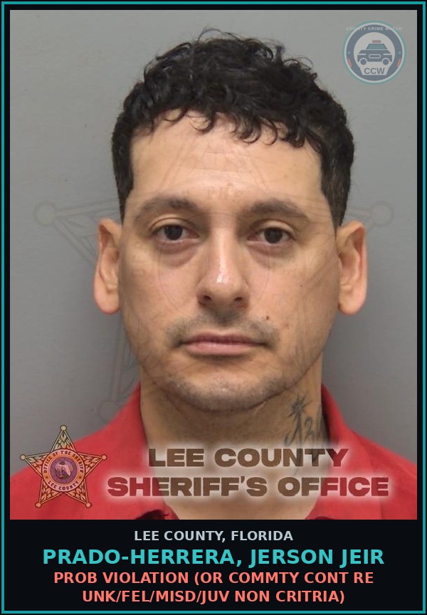 Booking mugshot of PRADO-HERRERA, JERSON JEIR in Lee County