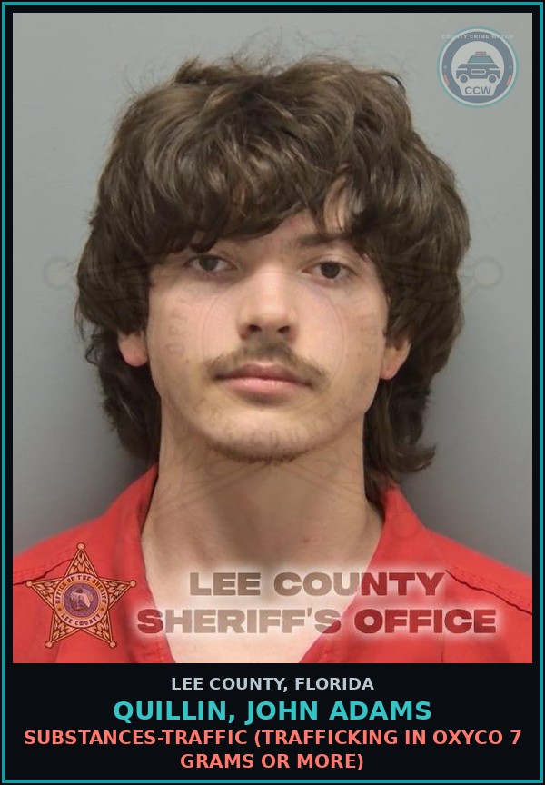 Booking mugshot of QUILLIN, JOHN ADAMS in Lee County