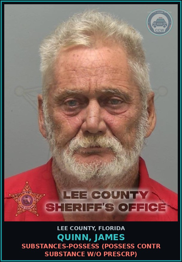 Booking mugshot of QUINN, JAMES in Lee County