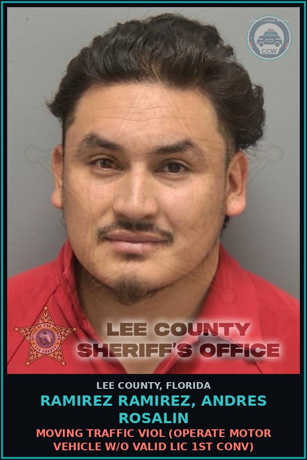 Booking mugshot of RAMIREZ RAMIREZ, ANDRES ROSALIN in Lee County