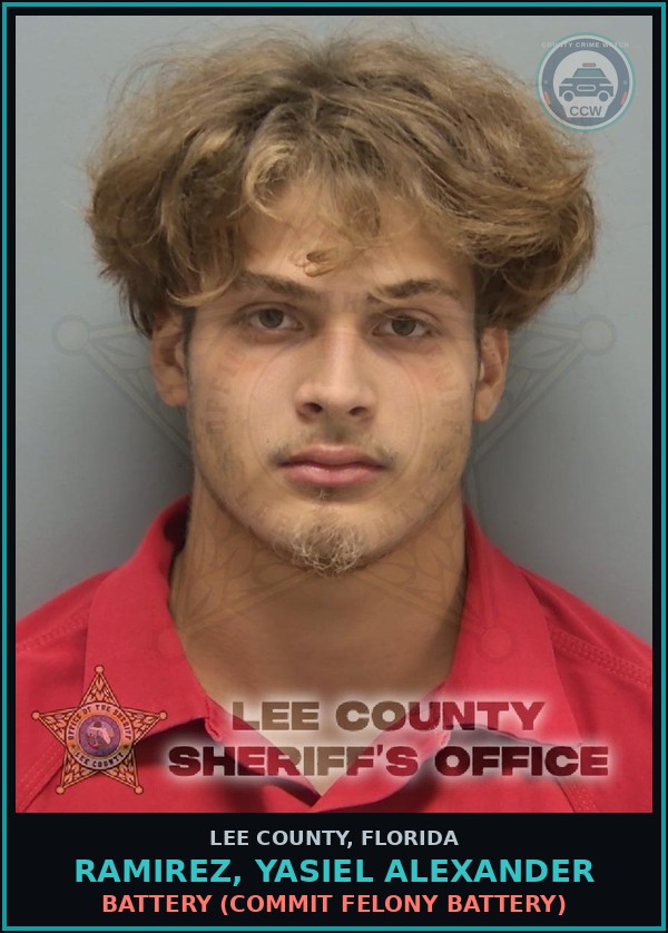 Booking mugshot of RAMIREZ, YASIEL ALEXANDER in Lee County