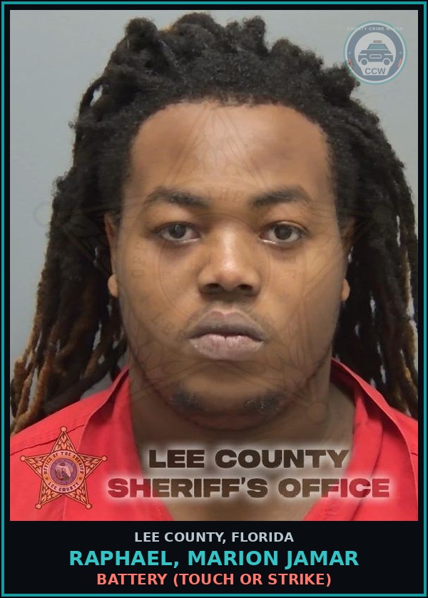 Booking mugshot of RAPHAEL, MARION JAMAR in Lee County