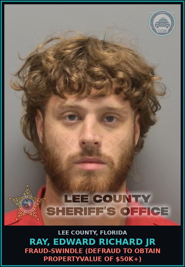 Booking mugshot of RAY, EDWARD RICHARD JR in Lee County