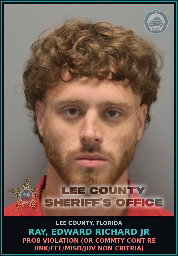 Booking mugshot of RAY, EDWARD RICHARD JR in Lee County