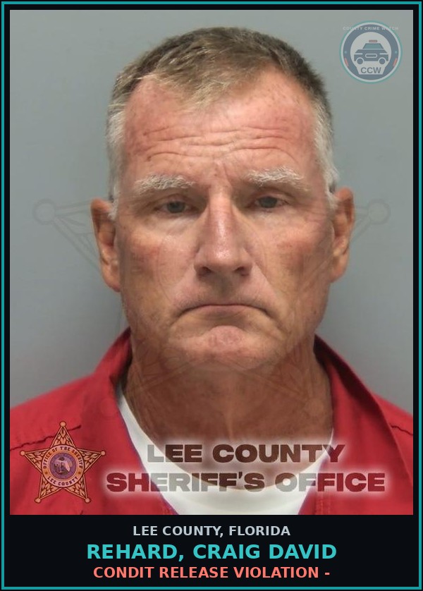 Booking mugshot of REHARD, CRAIG DAVID in Lee County