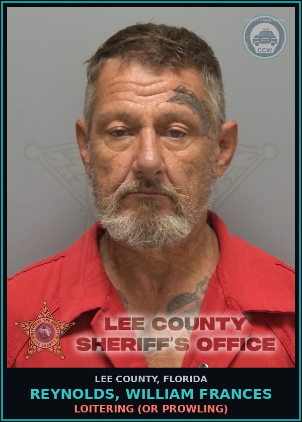 Booking mugshot of REYNOLDS, WILLIAM FRANCES in Lee County
