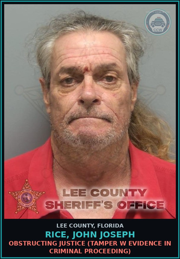 Booking mugshot of RICE, JOHN JOSEPH in Lee County