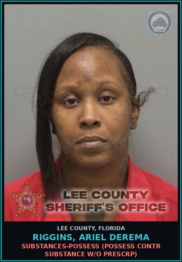 Booking mugshot of RIGGINS, ARIEL DEREMA in Lee County