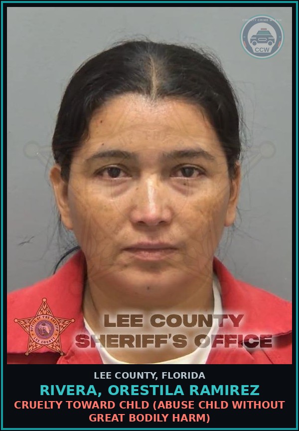 Booking mugshot of RIVERA, ORESTILA RAMIREZ in Lee County