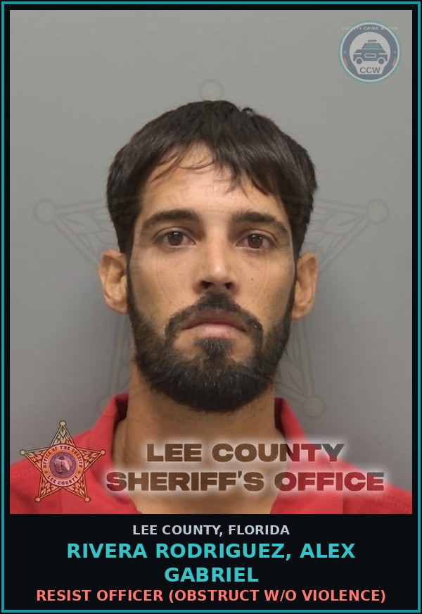Booking mugshot of RIVERA RODRIGUEZ, ALEX GABRIEL in Lee County