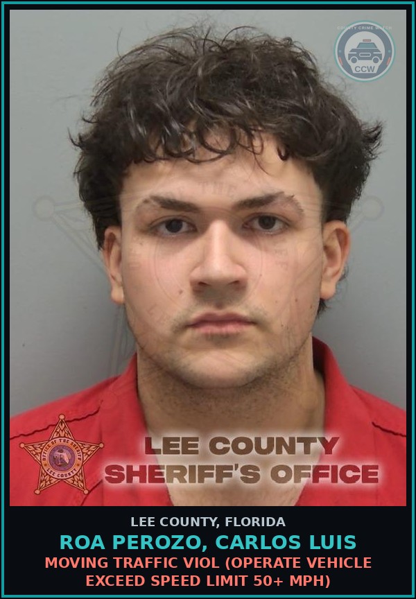 Booking mugshot of ROA PEROZO, CARLOS LUIS in Lee County