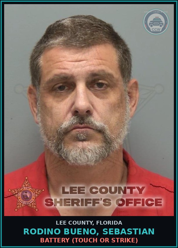 Booking mugshot of RODINO BUENO, SEBASTIAN in Lee County