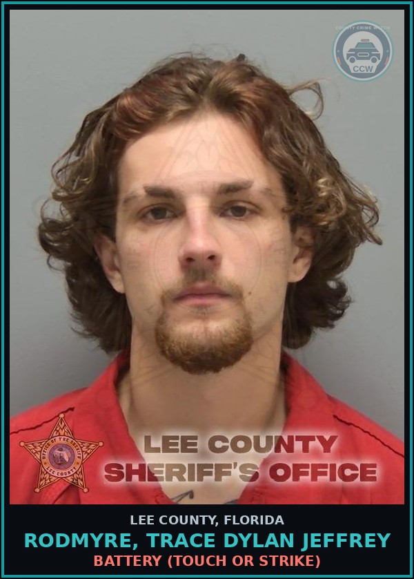 Booking mugshot of RODMYRE, TRACE DYLAN JEFFREY in Lee County